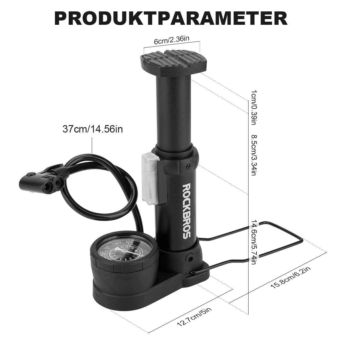 Mini Foot Pump Air Pump with Pressure Gauge ROCKBROS