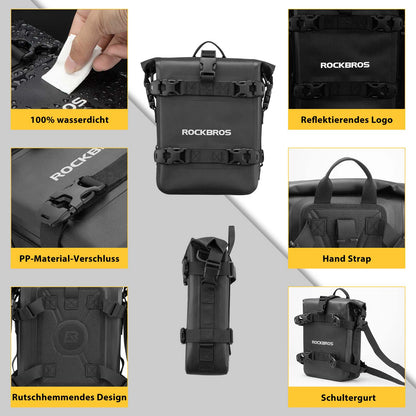 Motorcycle side bag, waterproof, pannier bag, 5L, black, ROCKBROS