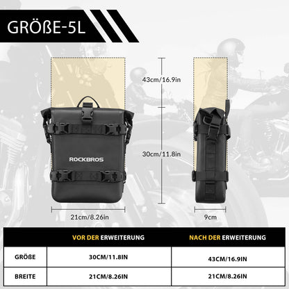 Motorcycle side bag, waterproof, pannier bag, 5L, black, ROCKBROS