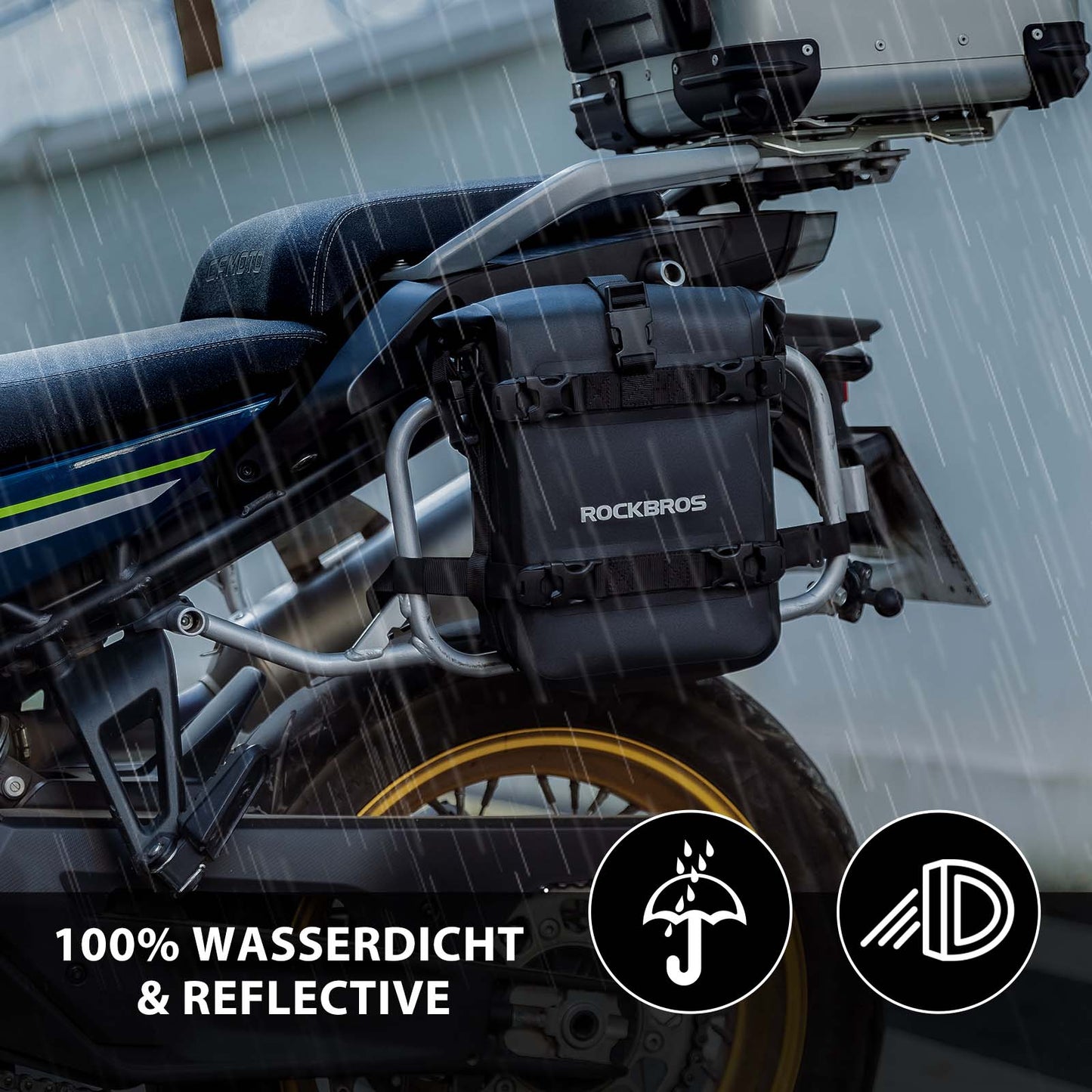 Motorcycle side bag, waterproof, pannier bag, 5L, black, ROCKBROS
