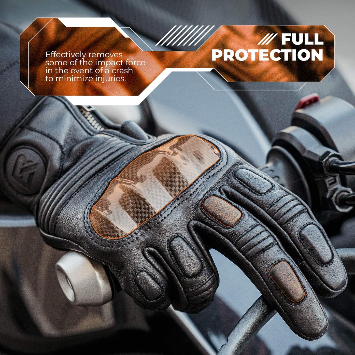 Motorcycle gloves, touchscreen, leather, full-finger, breathable, ROCKBROS