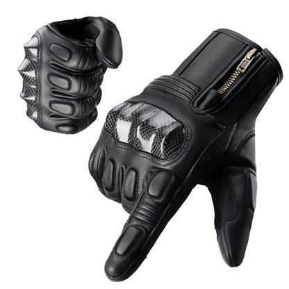 Motorcycle gloves, touchscreen, leather, full-finger, breathable, ROCKBROS