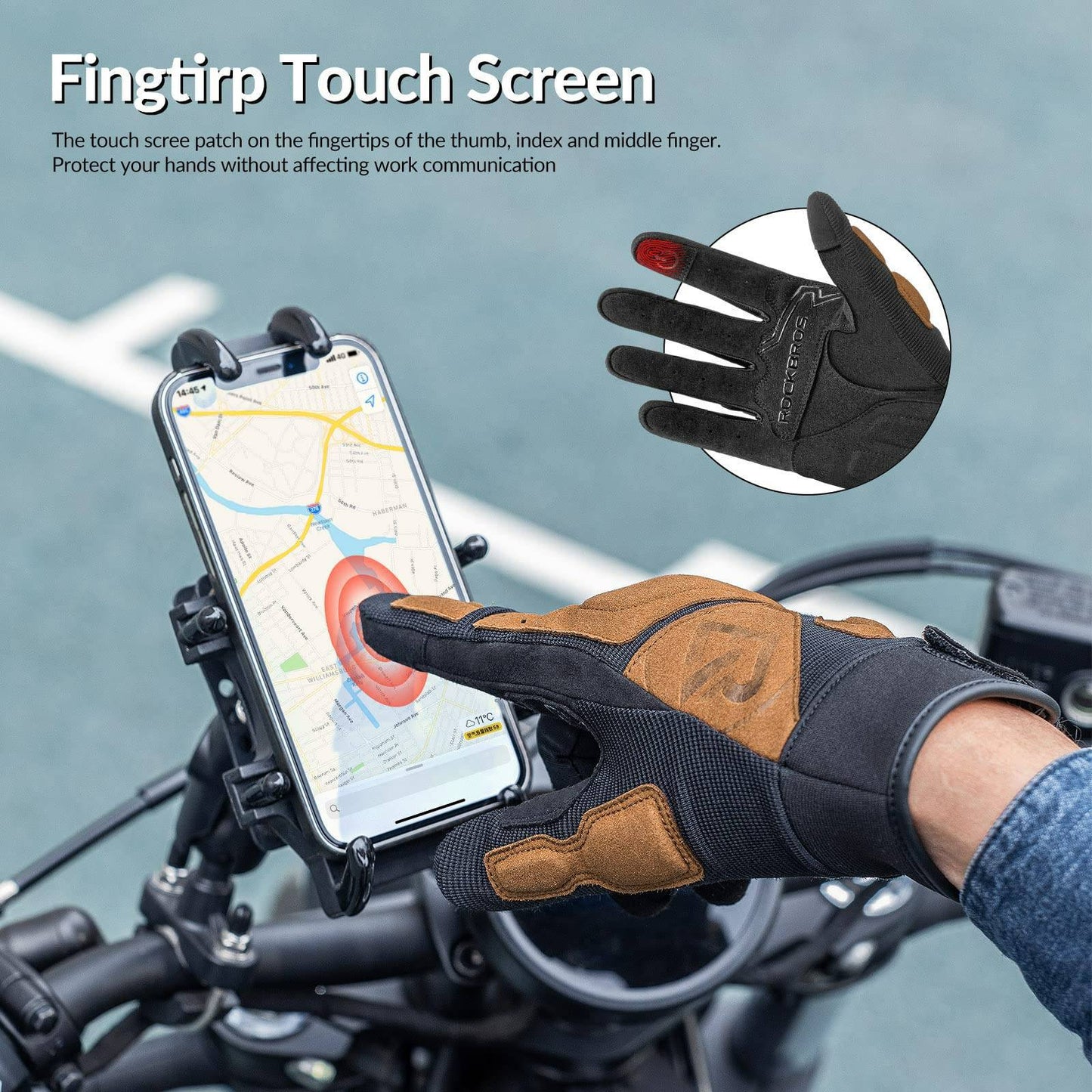 Motorcycle Gloves, Windproof Touchscreen Men's Gloves, ROCKBROS