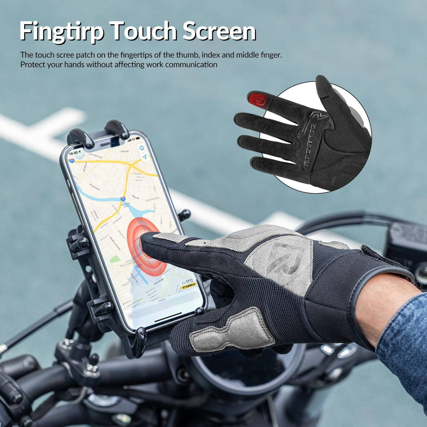 Motorcycle Gloves, Windproof Touchscreen Men's Gloves, ROCKBROS