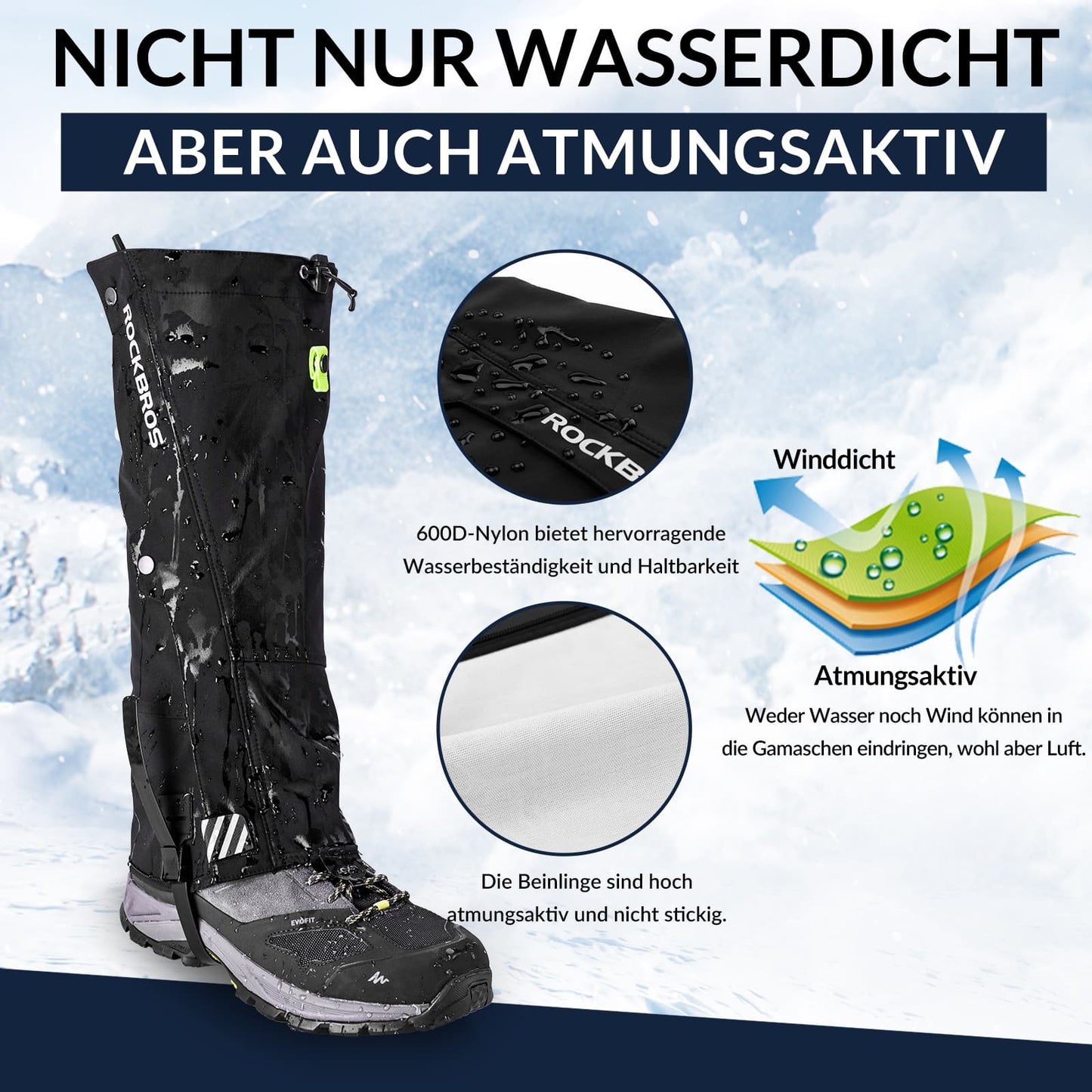 Outdoor Gaiters Waterproof Snow Gaiters Men's Women's ROCKBROS