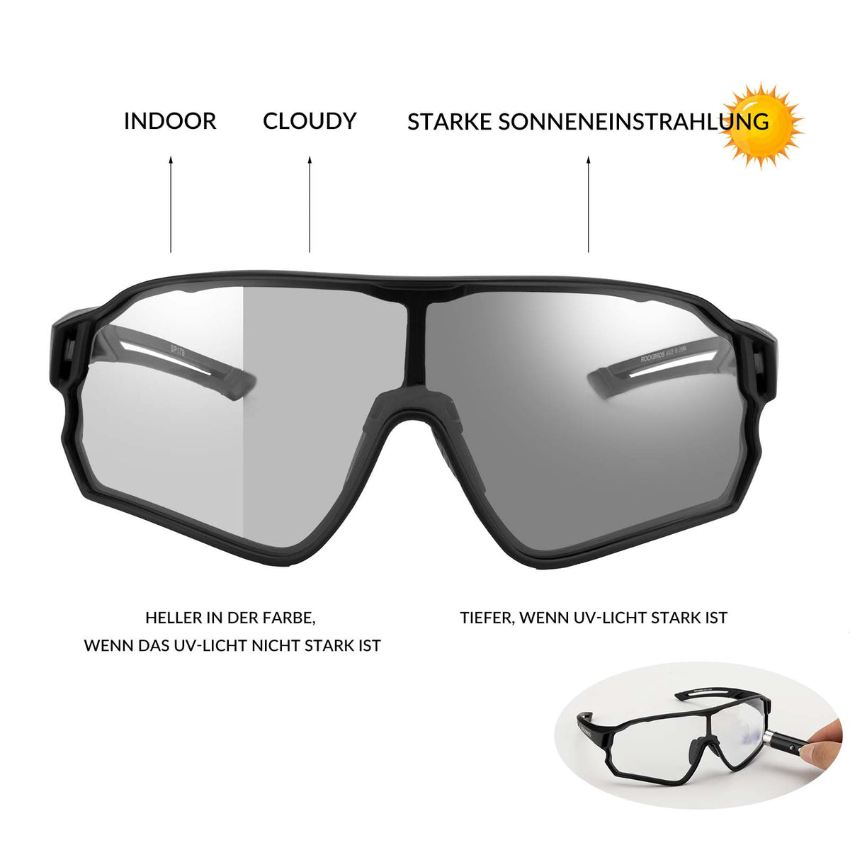 ROCKBROS Dynamische Radbrille mit UV400-Sonnenfilter