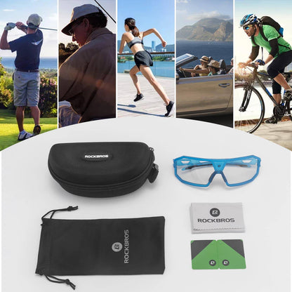 Photochromic sunglasses UV400 protection cycling glasses unisex blue ROCKBROS