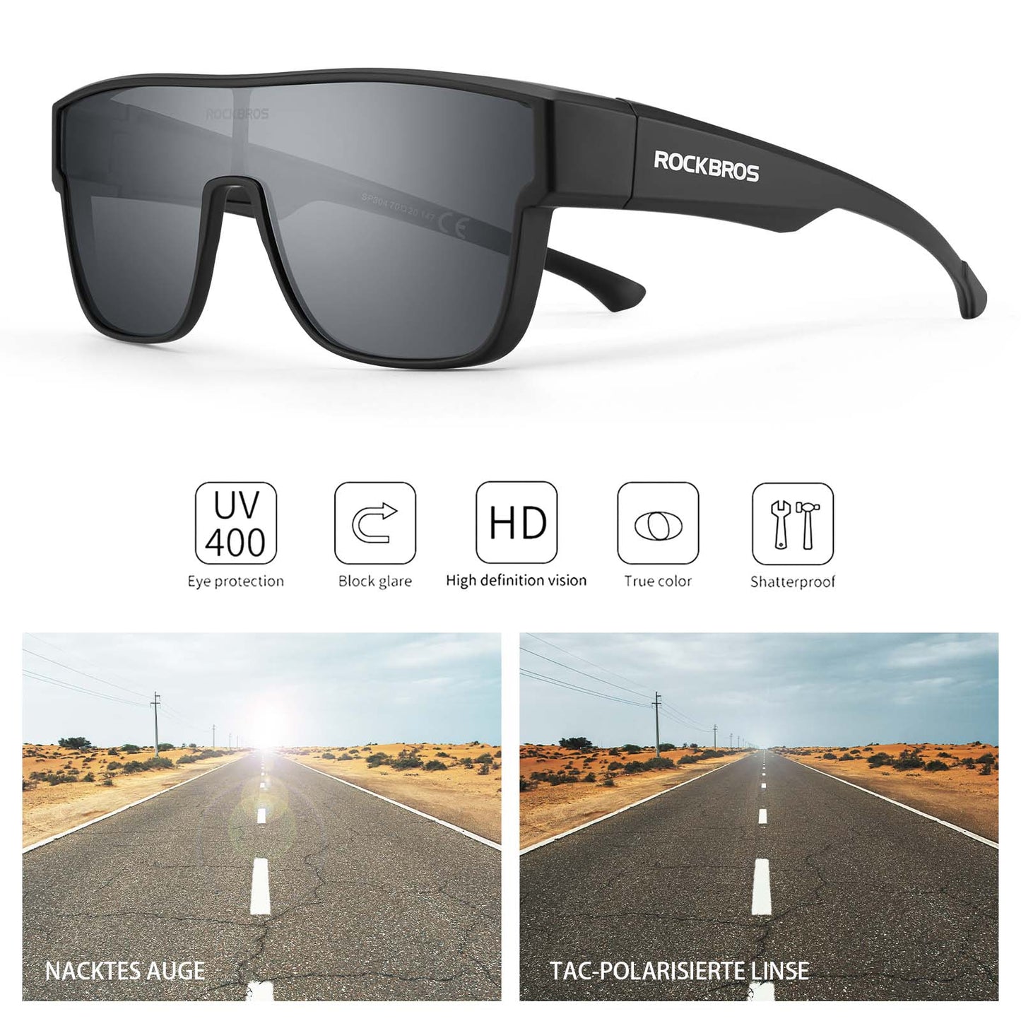 Polarized cycling glasses, short-vision glasses, over-glasses, unisex sports glasses, ROCKBROS