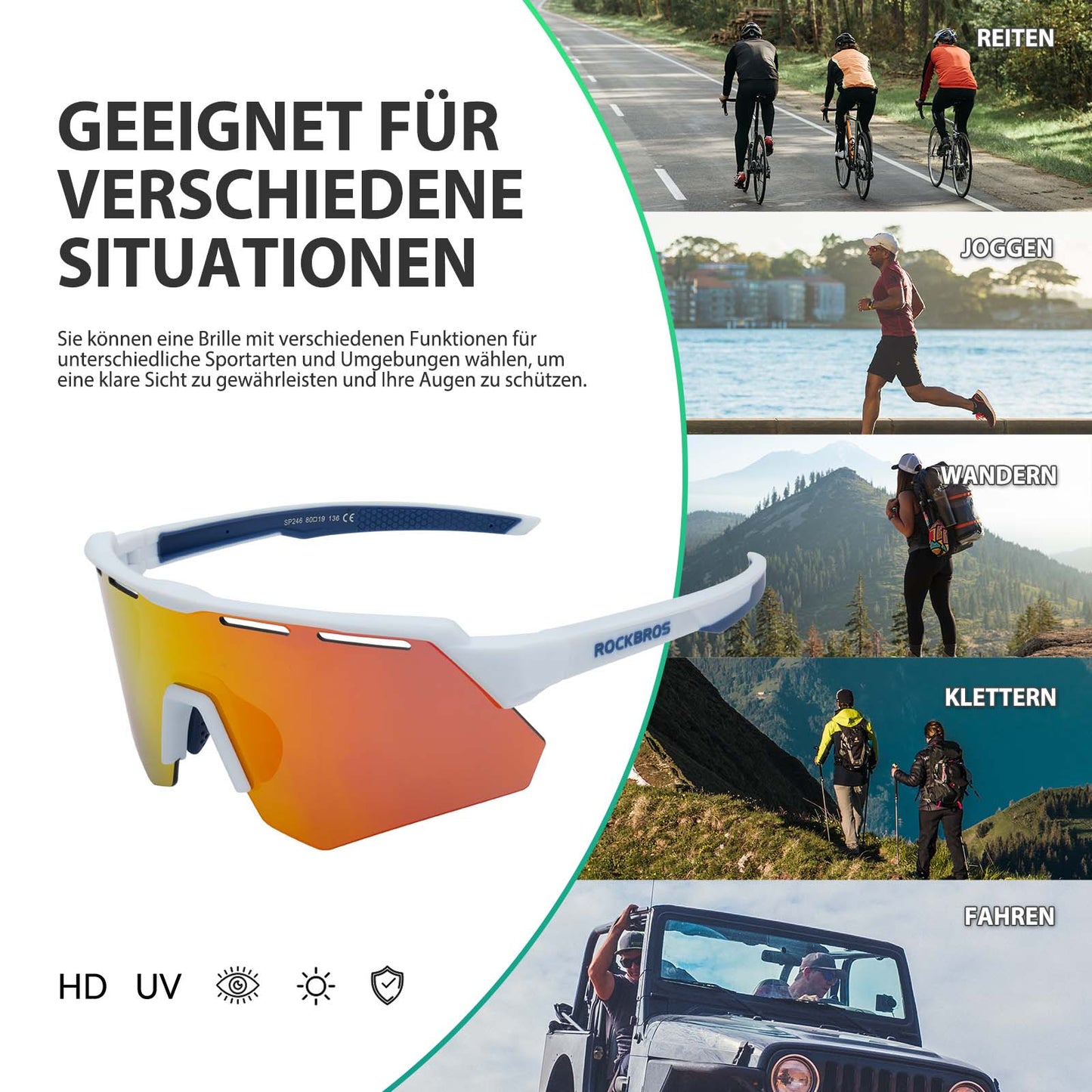 Polarized cycling glasses with 4 interchangeable lenses ROCKBROS