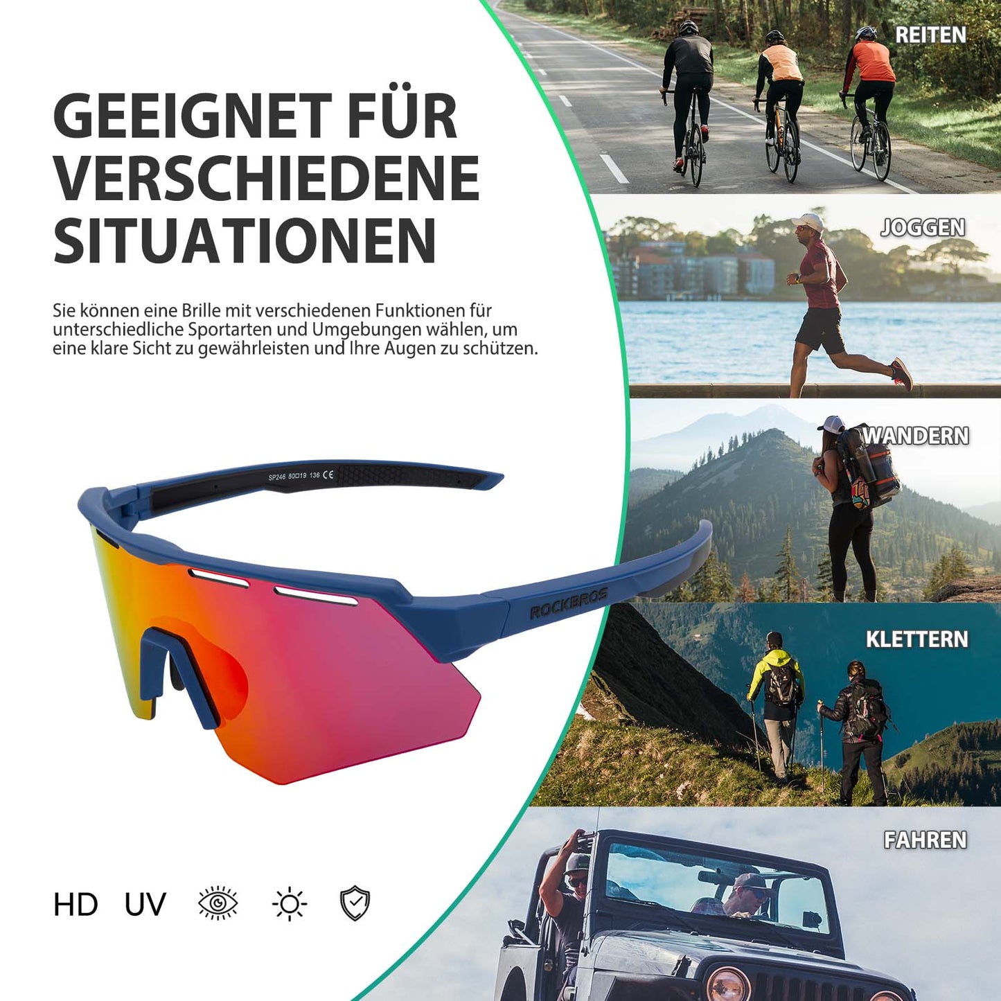 Polarized cycling glasses with 4 interchangeable lenses ROCKBROS