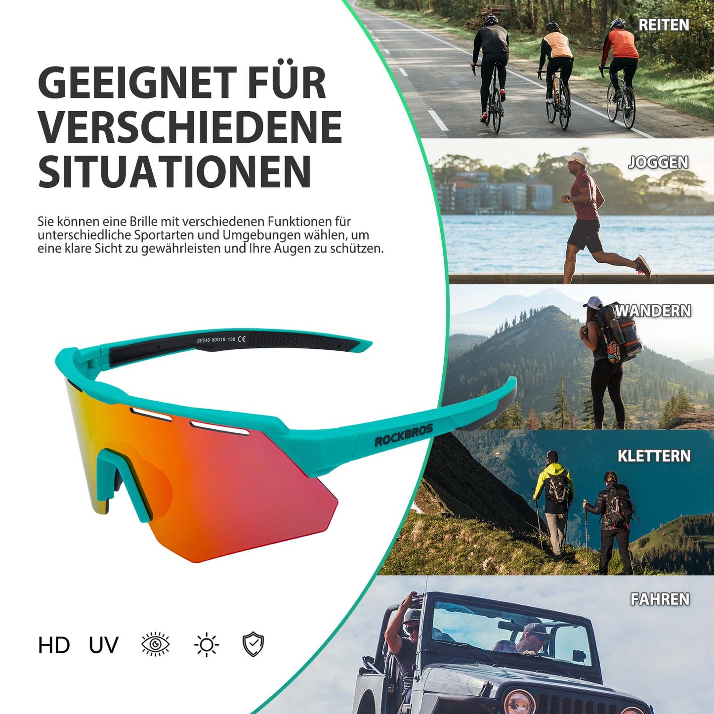 Polarized cycling glasses with 4 interchangeable lenses ROCKBROS
