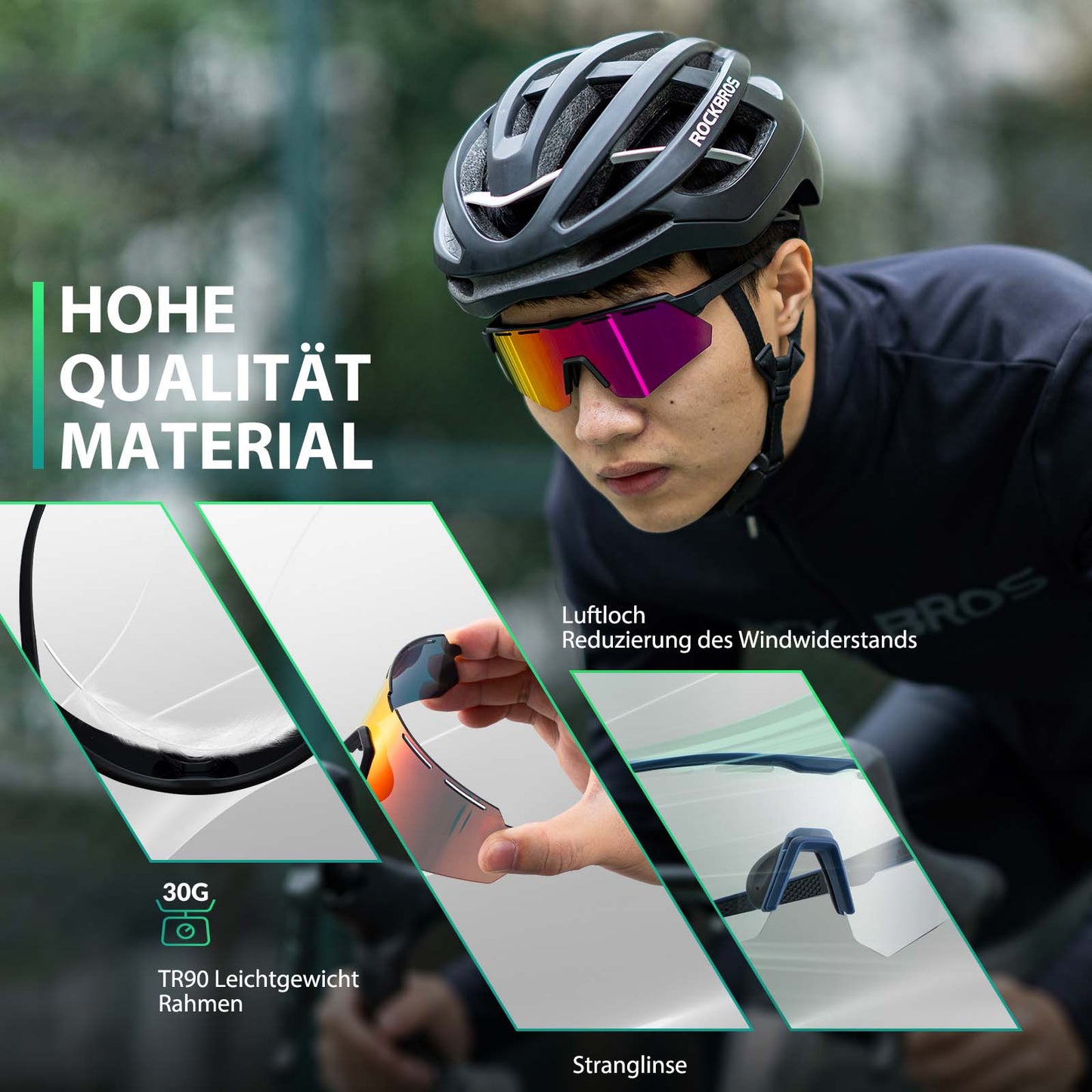 Polarized cycling glasses with 4 interchangeable lenses ROCKBROS