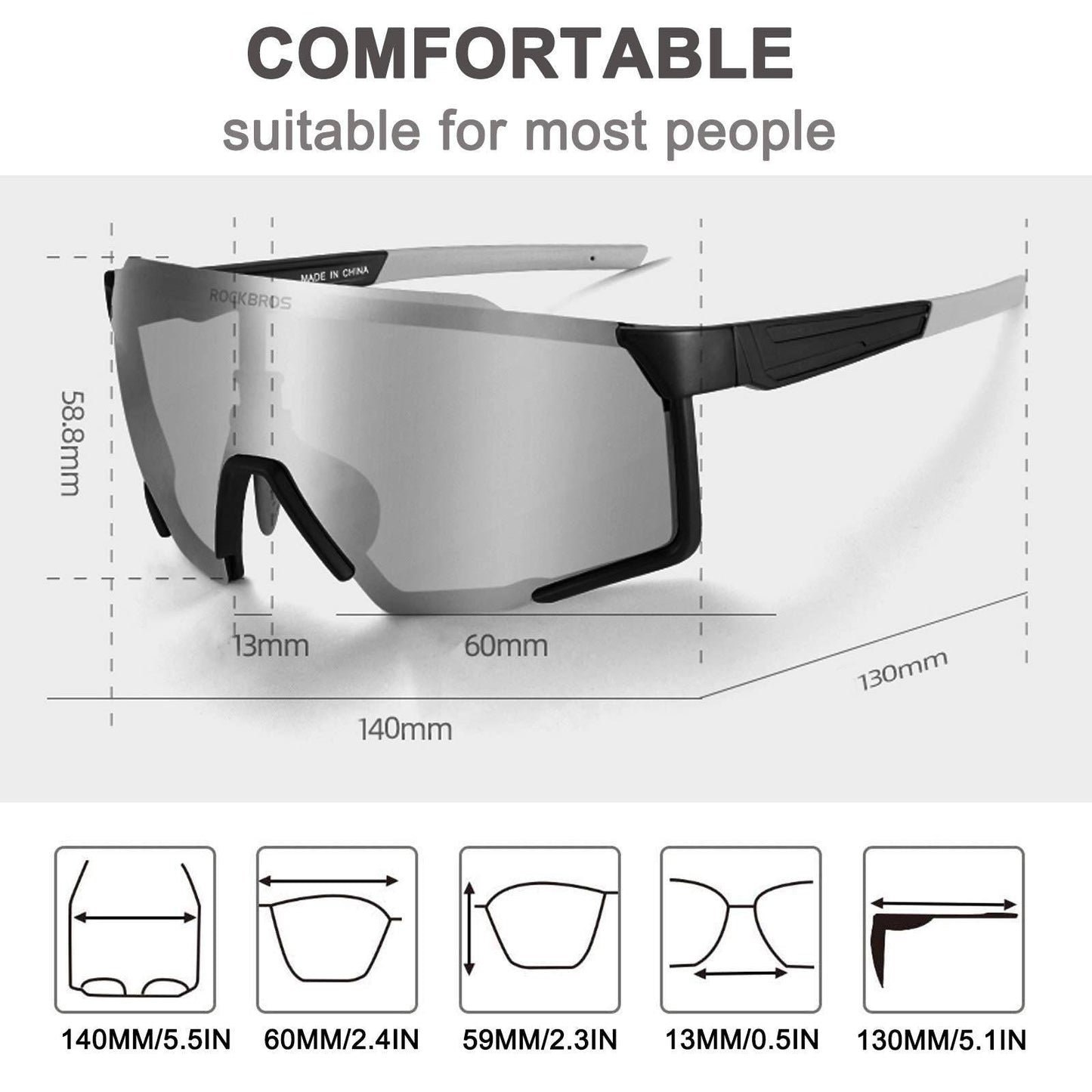 Polarized sunglasses, cycling glasses for outdoor sports, black, ROCKBROS