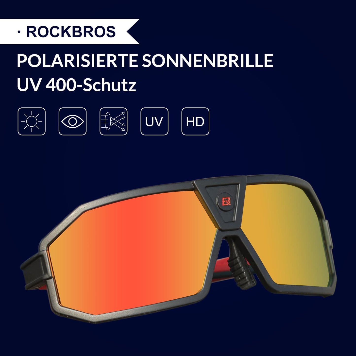 Polarized Sunglasses Cycling Glasses Unisex Black-Red ROCKBROS