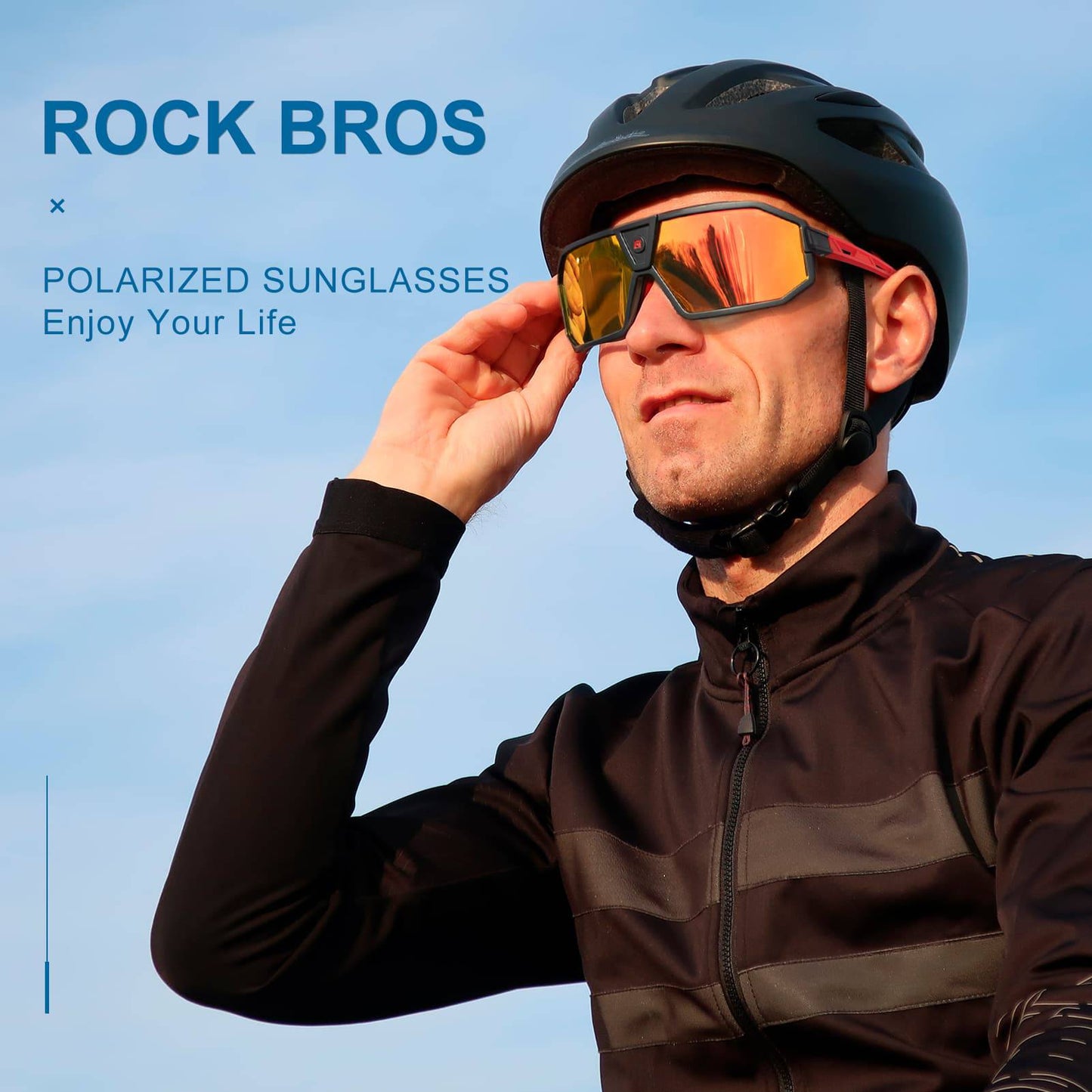 Polarized Sunglasses Cycling Glasses Unisex Black-Red ROCKBROS