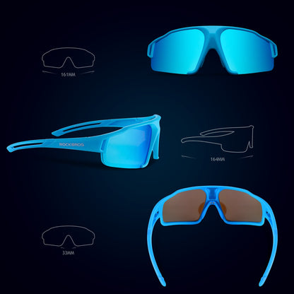 Polarized sunglasses with UV400 protection, light blue, unisex, ROCKBROS