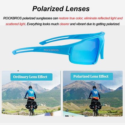 Polarized sunglasses with UV400 protection, light blue, unisex, ROCKBROS