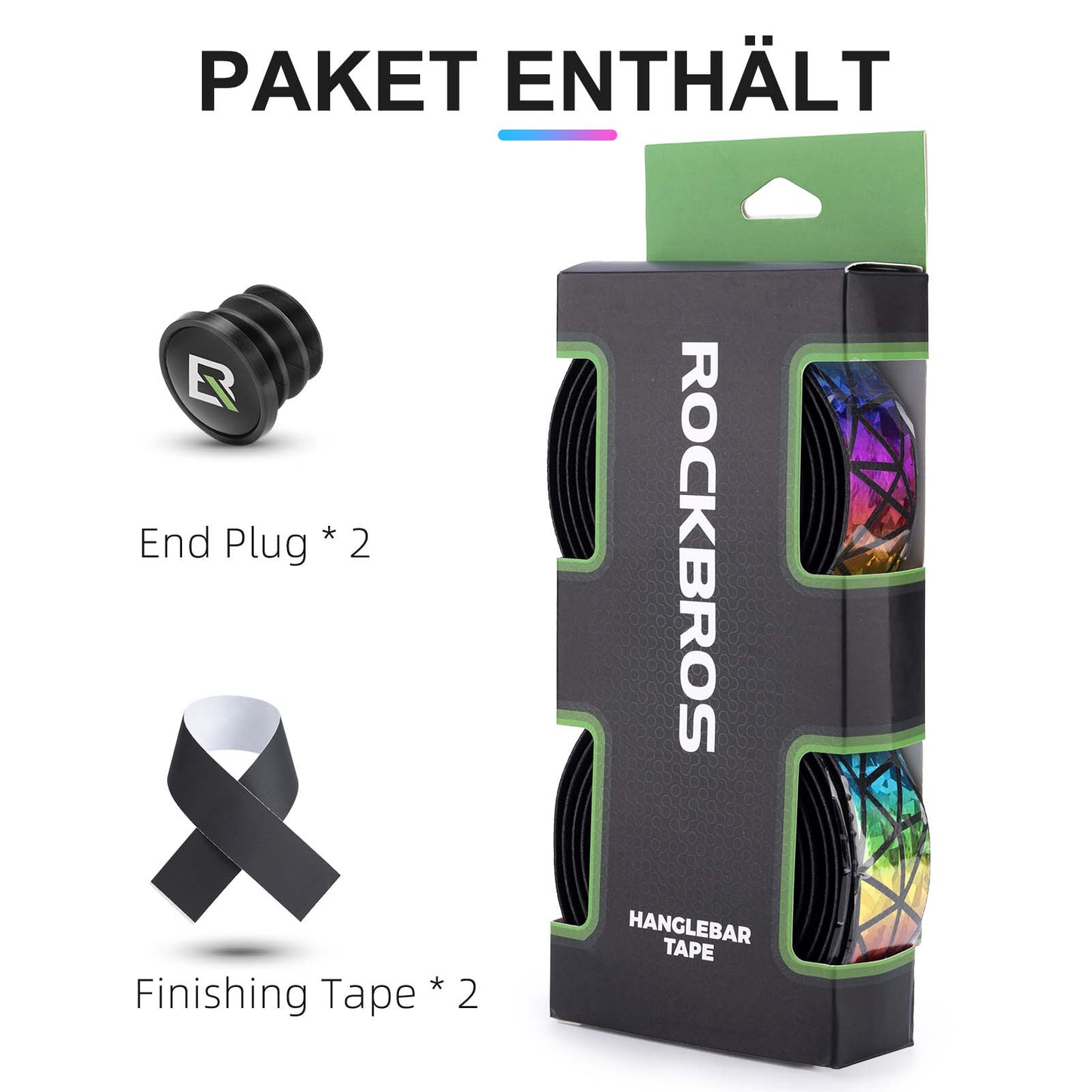 Non-slip bicycle handlebar tape for MTB and road bikes, 2 rolls, ROCKBROS