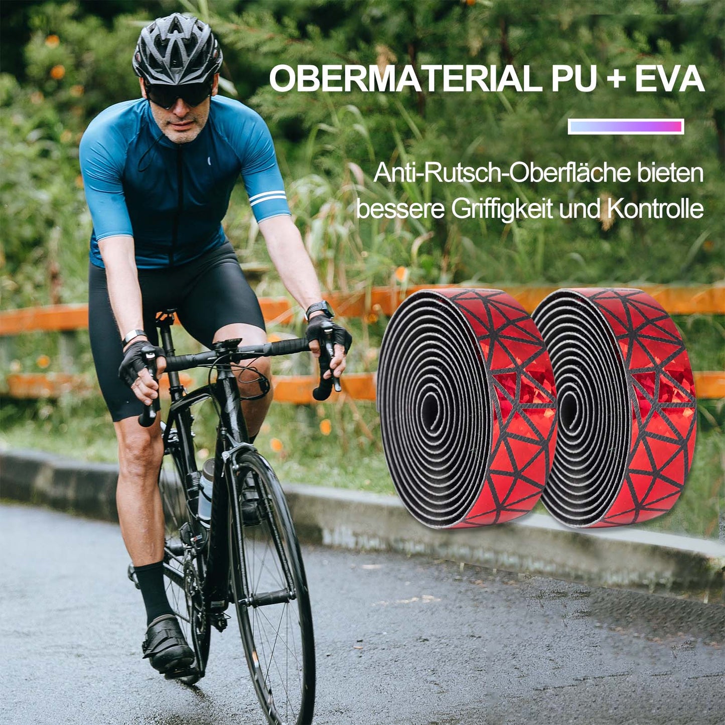 Non-slip bicycle handlebar tape for MTB and road bikes, 2 rolls, ROCKBROS