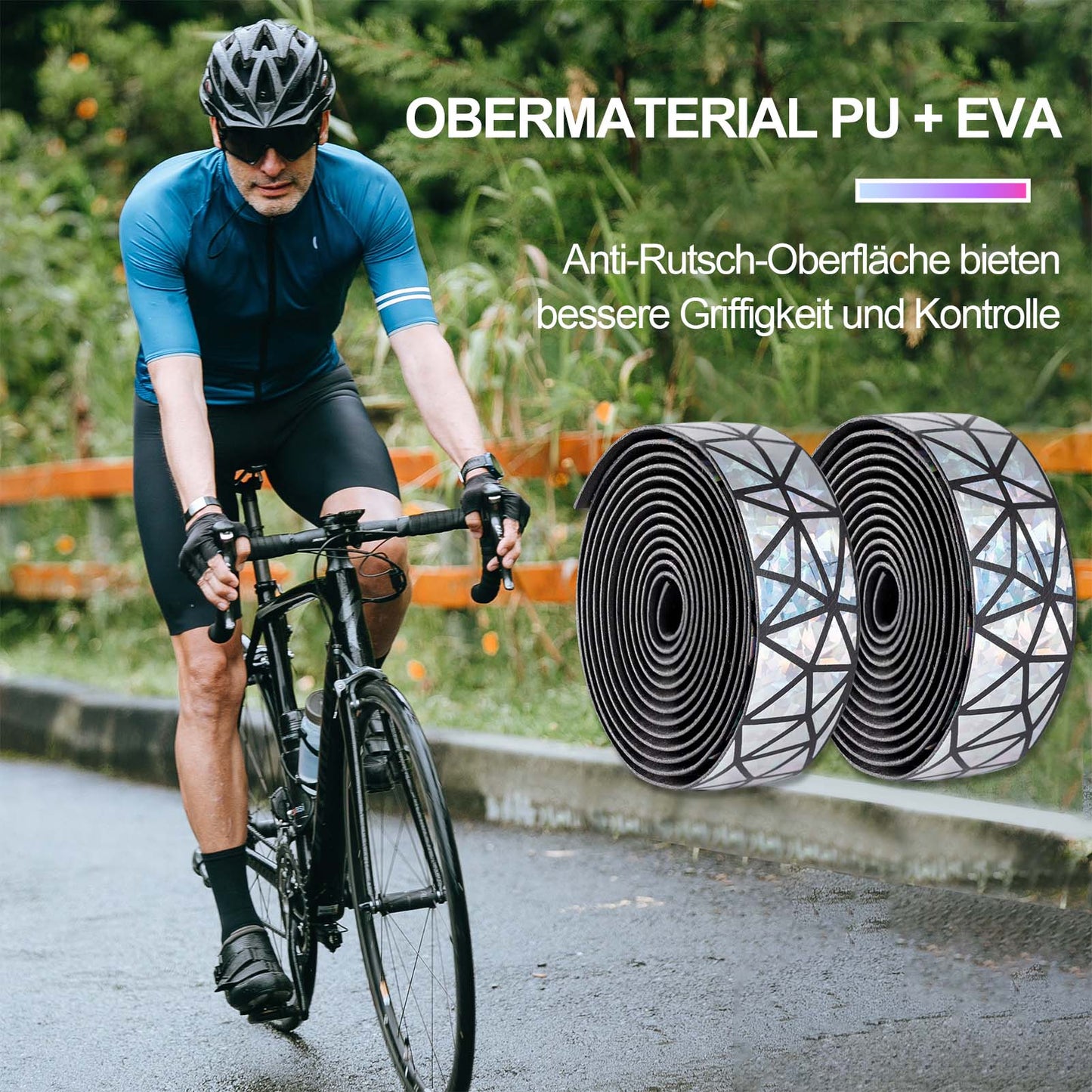 Non-slip bicycle handlebar tape for MTB and road bikes, 2 rolls, ROCKBROS