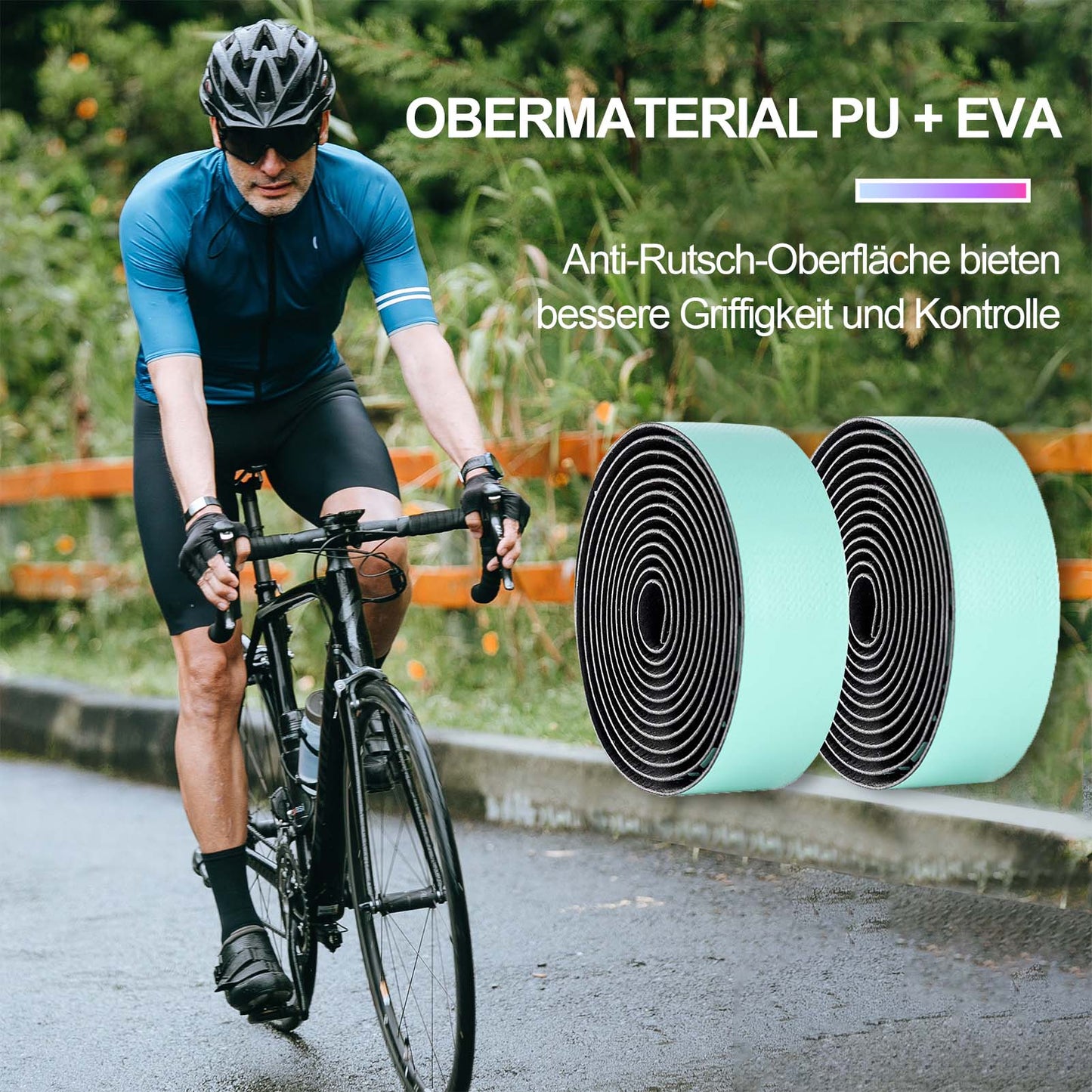 Non-slip bicycle handlebar tape for MTB and road bikes, 2 rolls, ROCKBROS