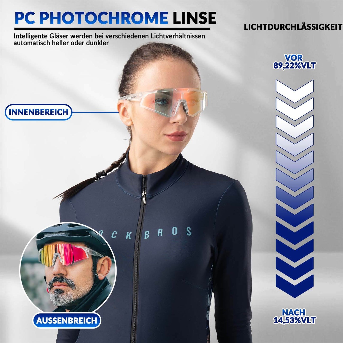 Sunglasses, cycling glasses, self-tinting, outdoor, UV400 protection, ROCKBROS