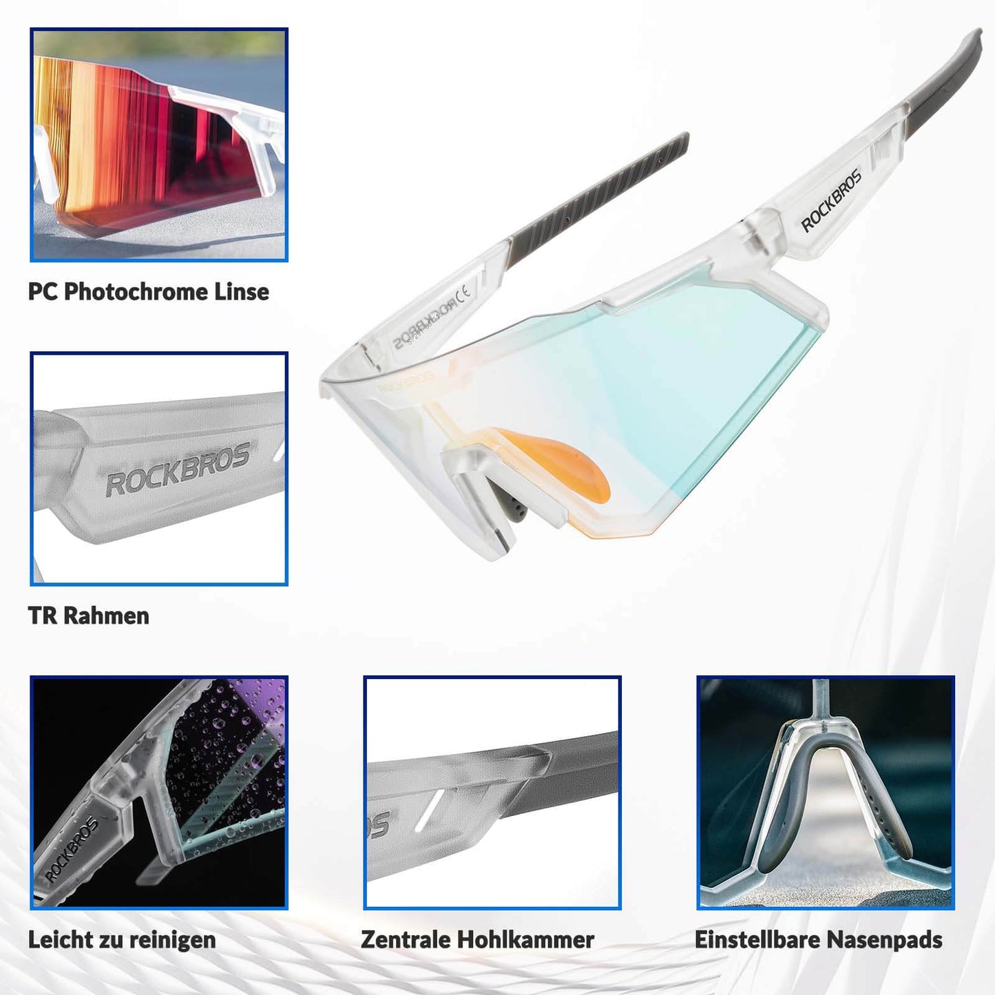 Sunglasses, cycling glasses, self-tinting, outdoor, UV400 protection, ROCKBROS