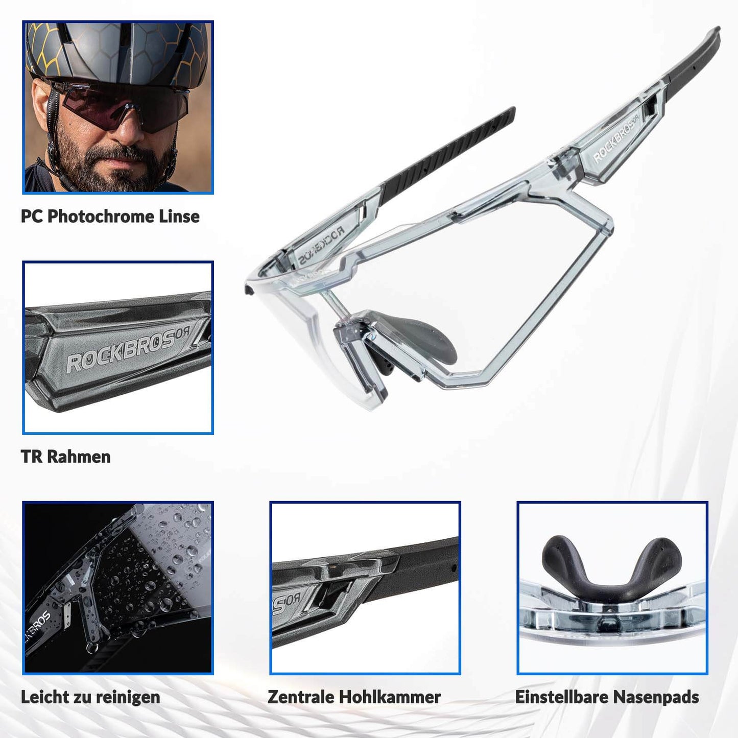 Sunglasses, cycling glasses, self-tinting, outdoor, UV400 protection, ROCKBROS