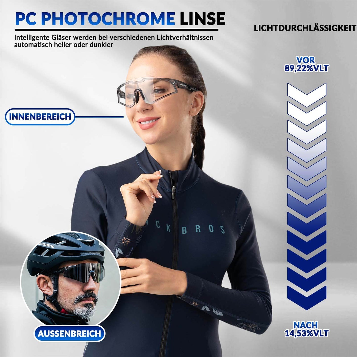 Sunglasses, cycling glasses, self-tinting, outdoor, UV400 protection, ROCKBROS