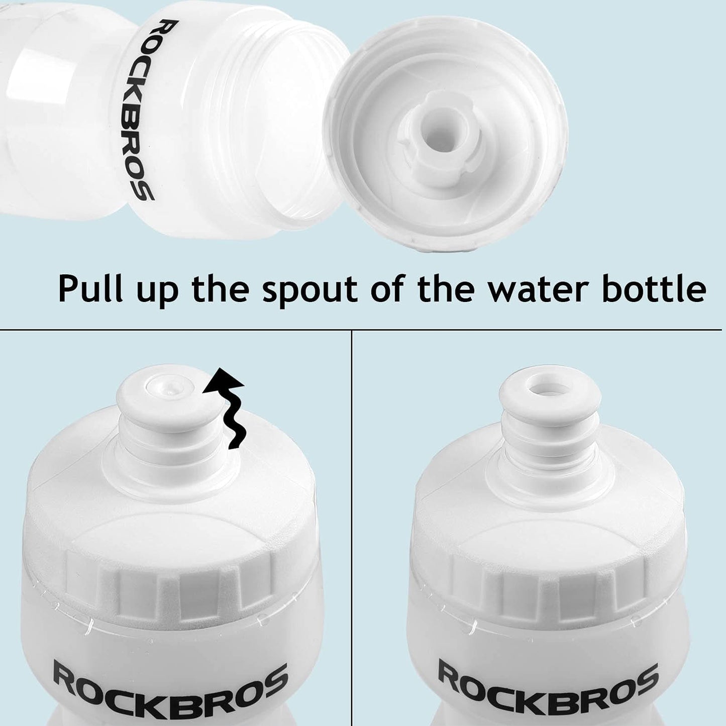 ROCKBROS 600ml sports water bottle made of PP5, supplied with dust cover.