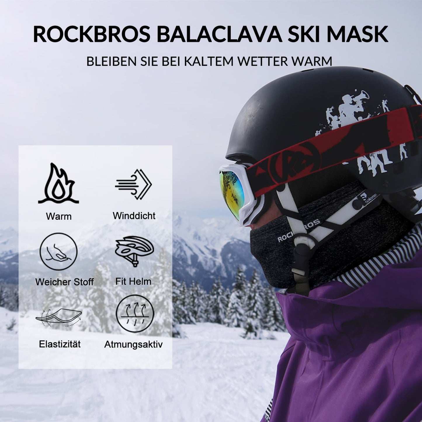 Balaclava 2-Pack Autumn/Winter for Outdoor Sports Unisex ROCKBROS