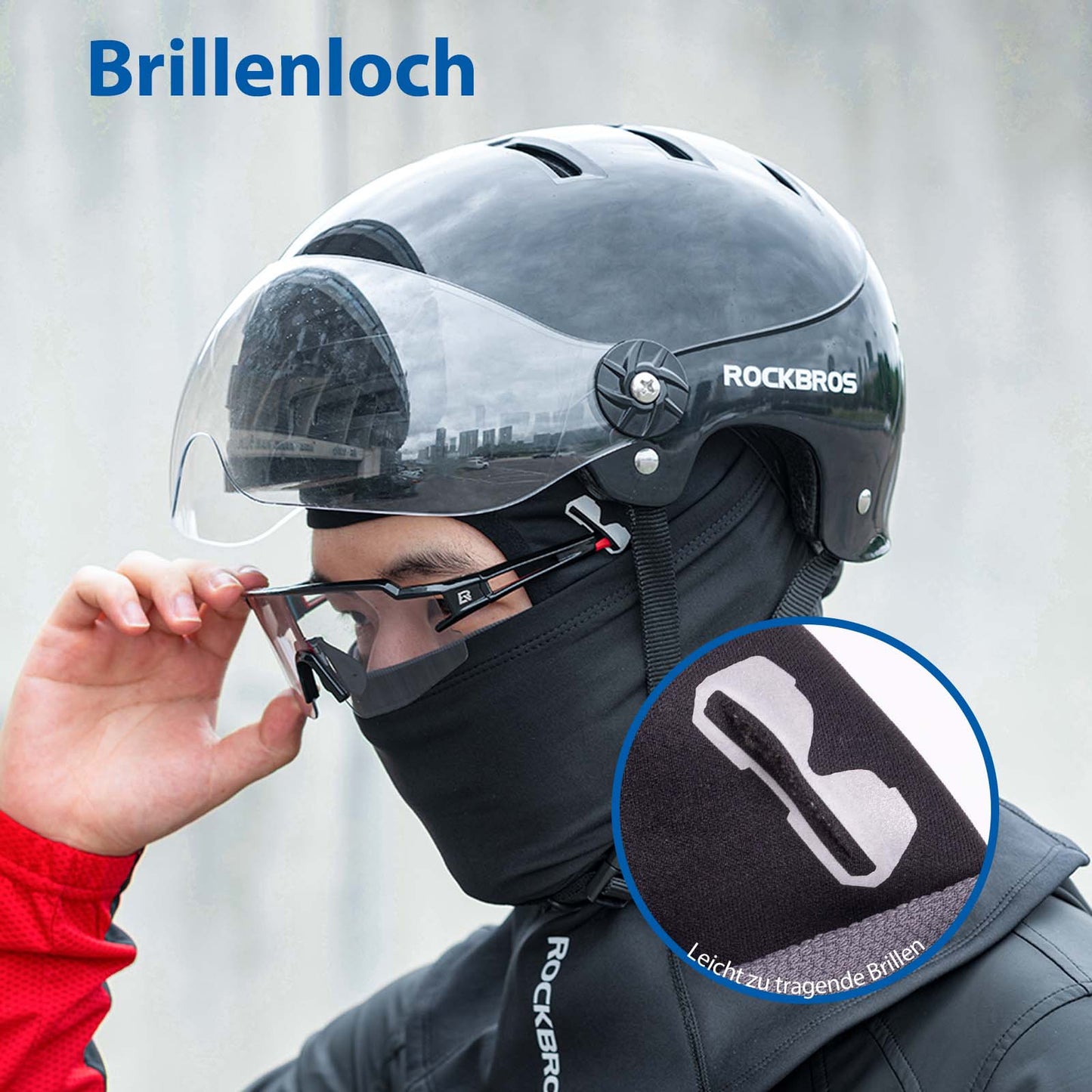 Balaclava, windproof under-helmet cap made of warm fleece, black, ROCKBROS