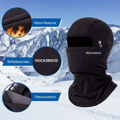 Balaclava, windproof under-helmet cap made of warm fleece, black, ROCKBROS