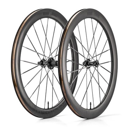 T700 Carbon Wheelset 55mm Disc Brake Thru Axle Wheel Set for Road Bike Including Vacuum Tire Cushions ROCKBROS