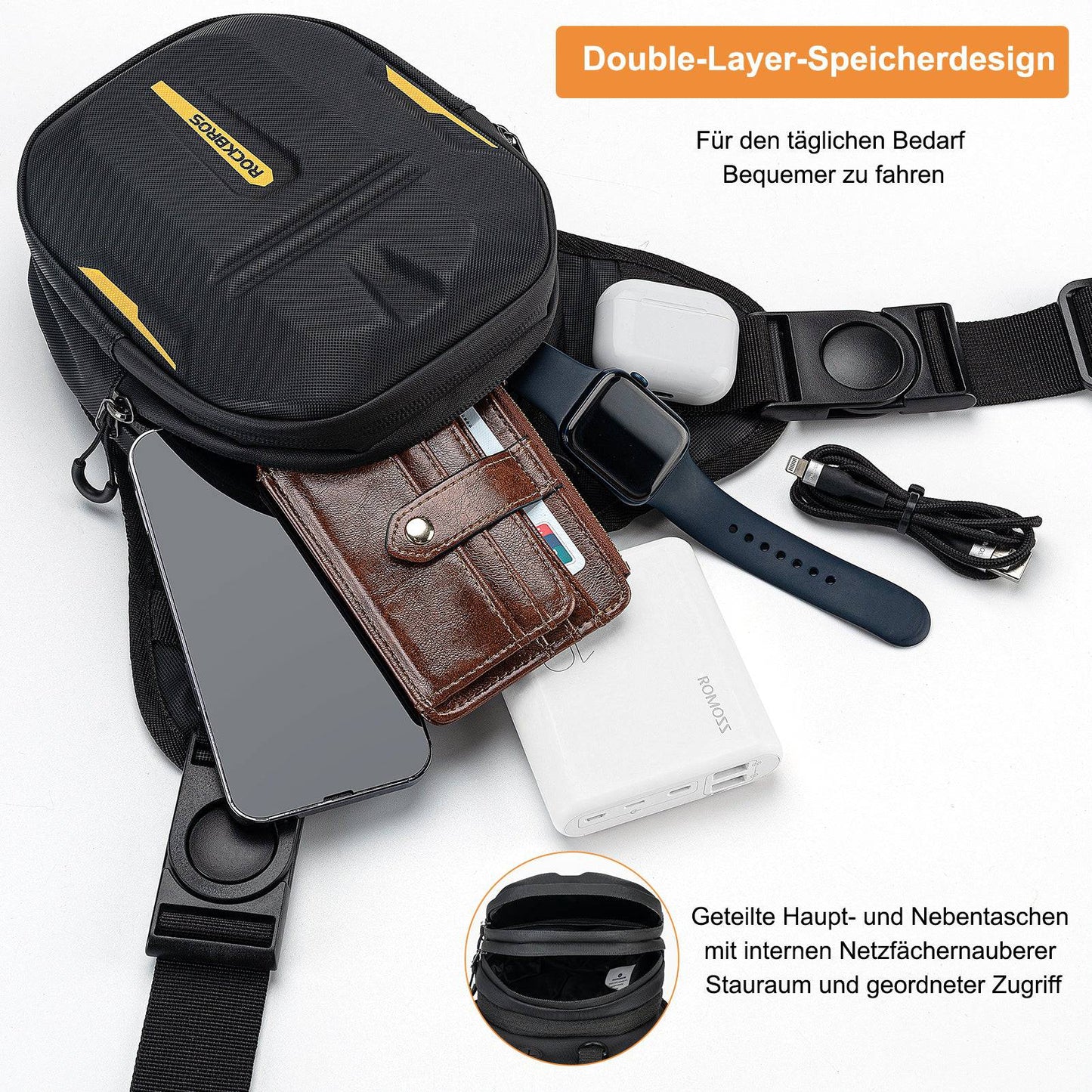 Tank bag with magnetic backrest, motorcycle leg bag with shoulder strap, ROCKBROS