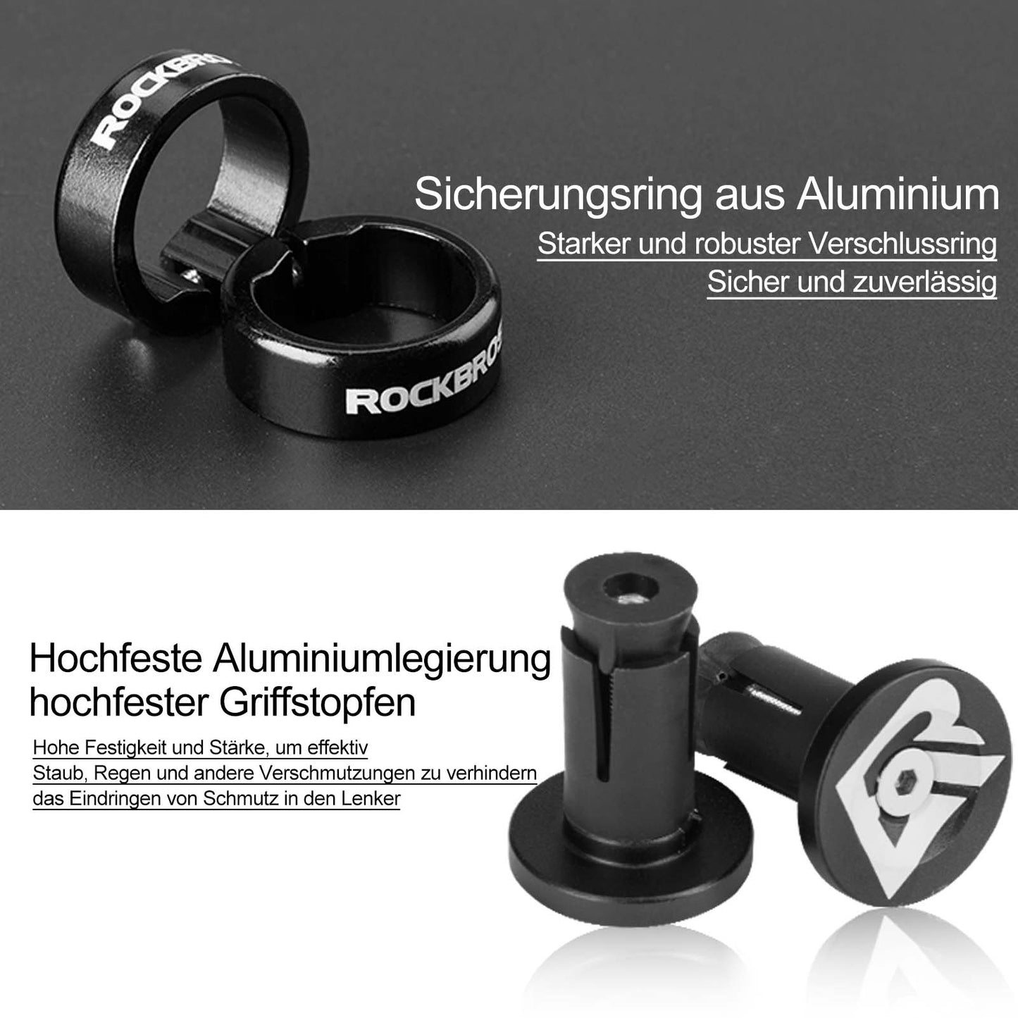 Ultra-lightweight rubber bicycle grips with aluminum lock-on design by ROCKBROS