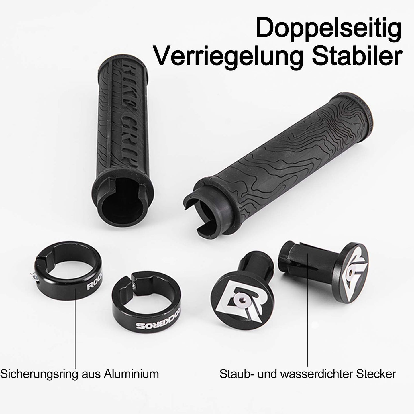 Ultra-lightweight rubber bicycle grips with aluminum lock-on design by ROCKBROS