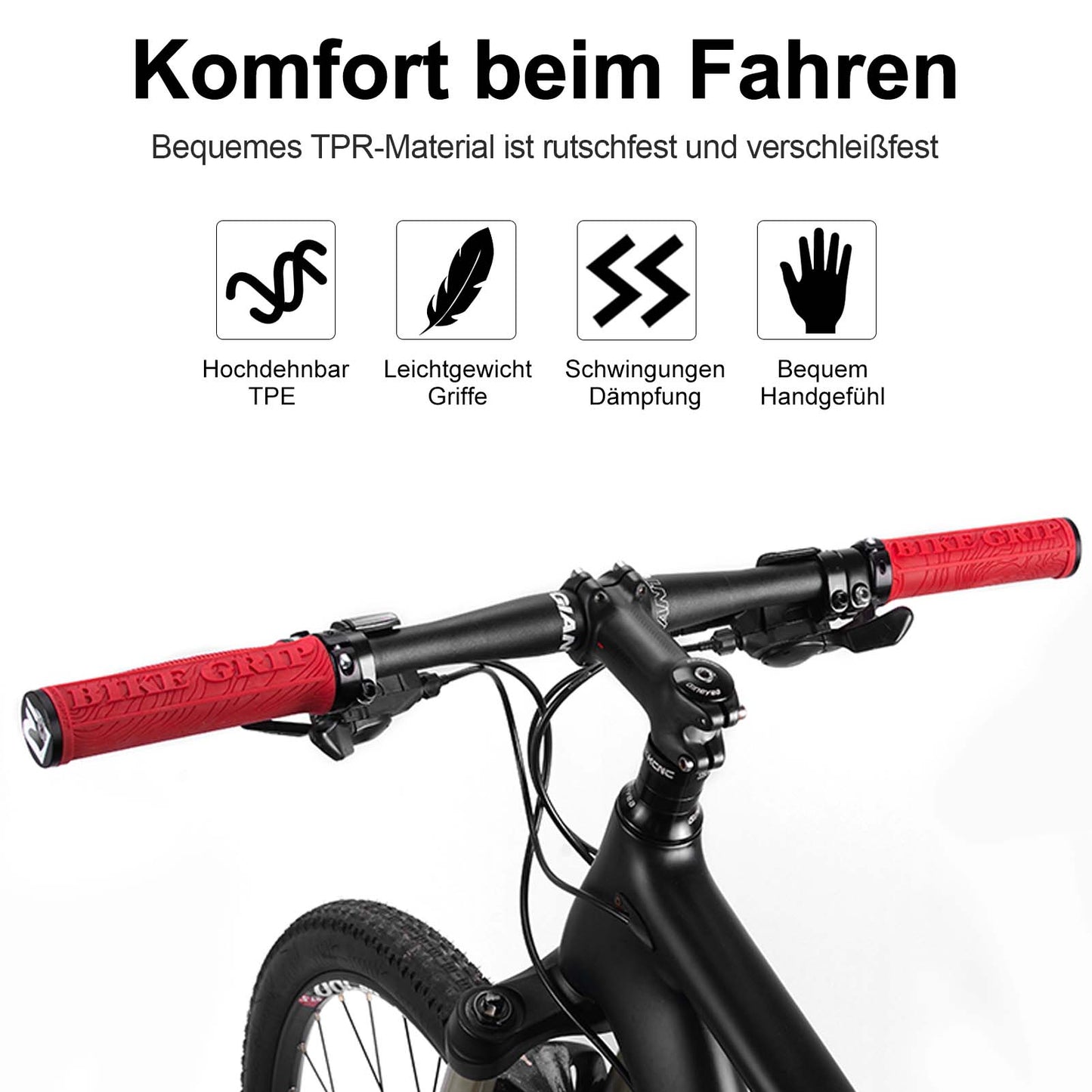 Ultra-lightweight rubber bicycle grips with aluminum lock-on design by ROCKBROS