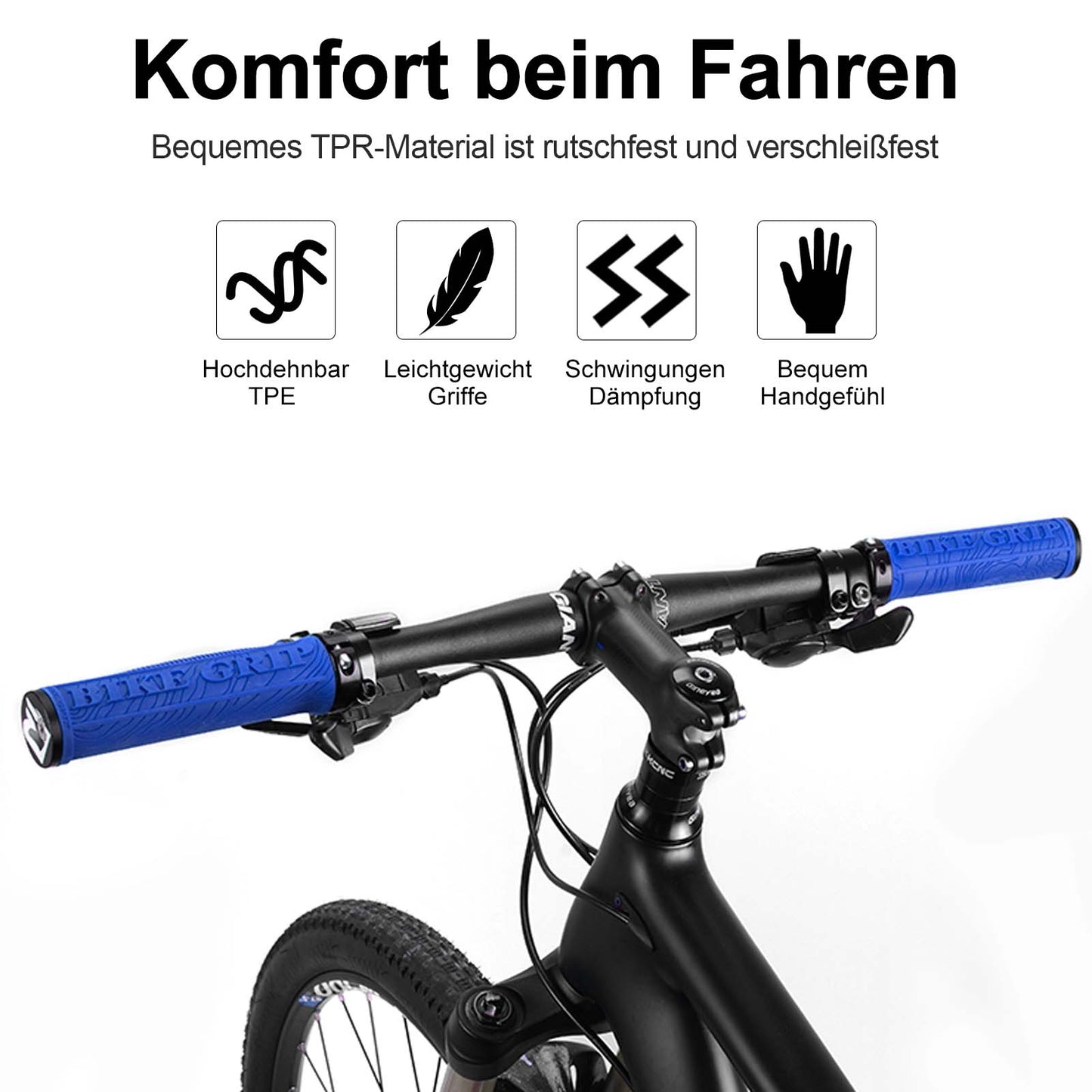 Ultra-lightweight rubber bicycle grips with aluminum lock-on design by ROCKBROS