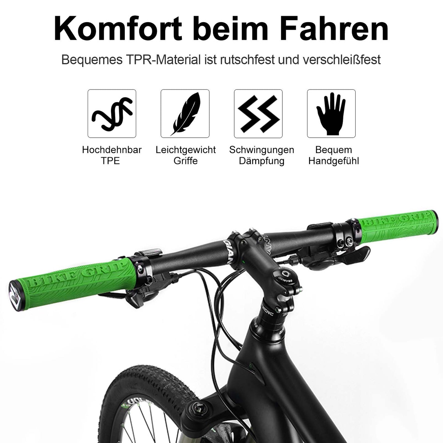 Ultra-lightweight rubber bicycle grips with aluminum lock-on design by ROCKBROS