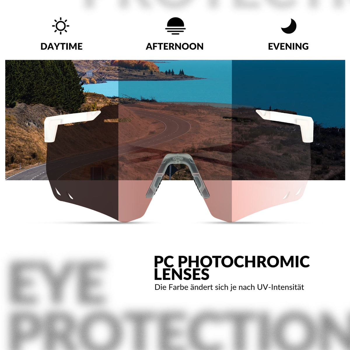 ROCKBROS Ultraleichte und Selbsttönende Fahrradbrille (UV400)