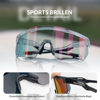 ROCKBROS Ultraleichte und Selbsttönende Fahrradbrille (UV400)