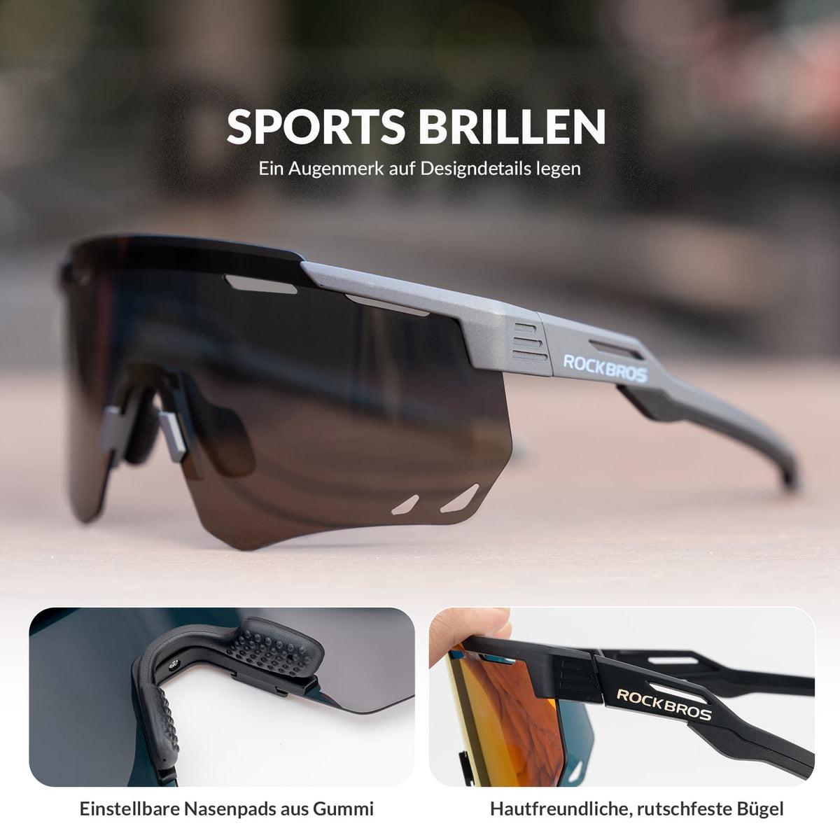 ROCKBROS Ultraleichte und Selbsttönende Fahrradbrille (UV400)