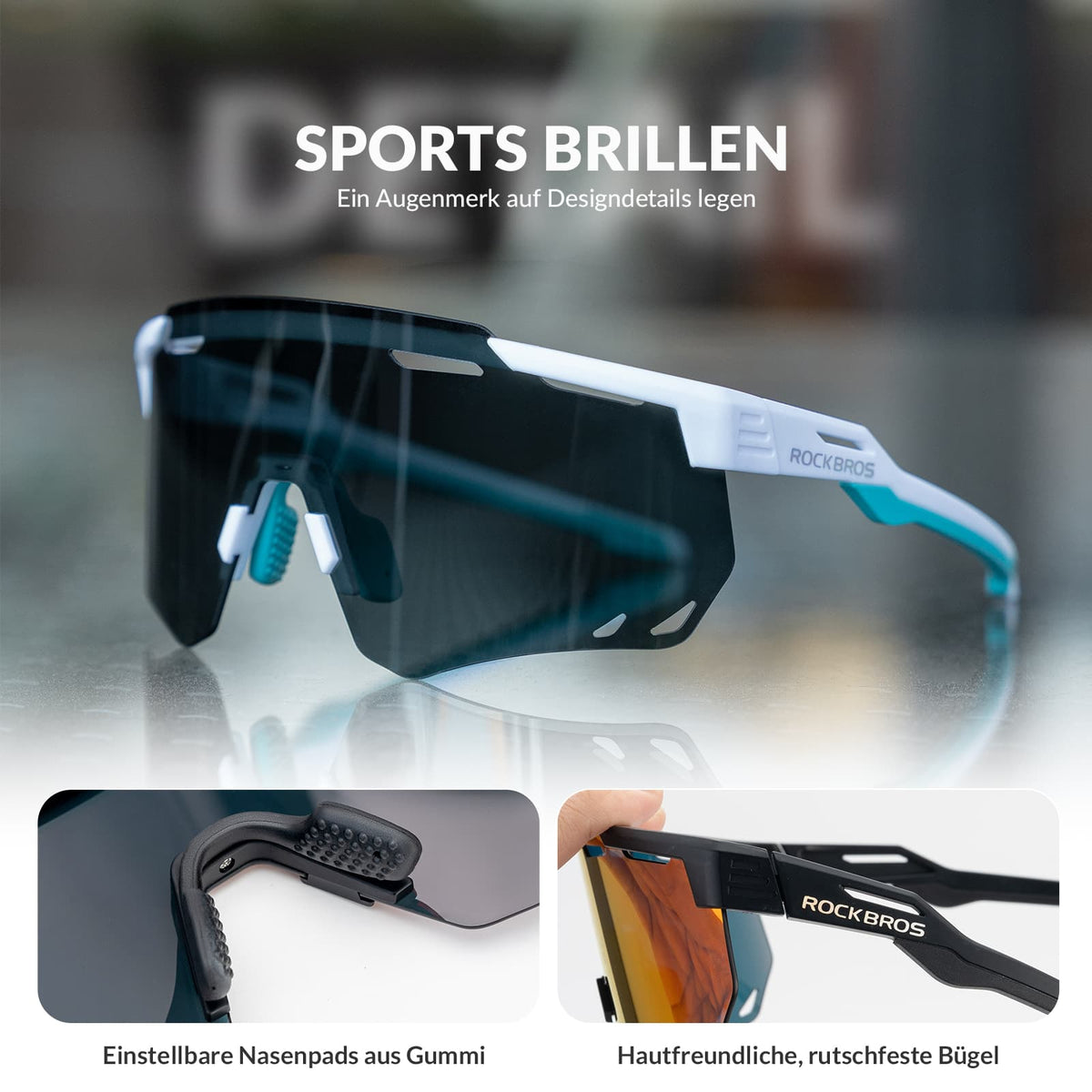 ROCKBROS Ultraleichte und Selbsttönende Fahrradbrille (UV400)