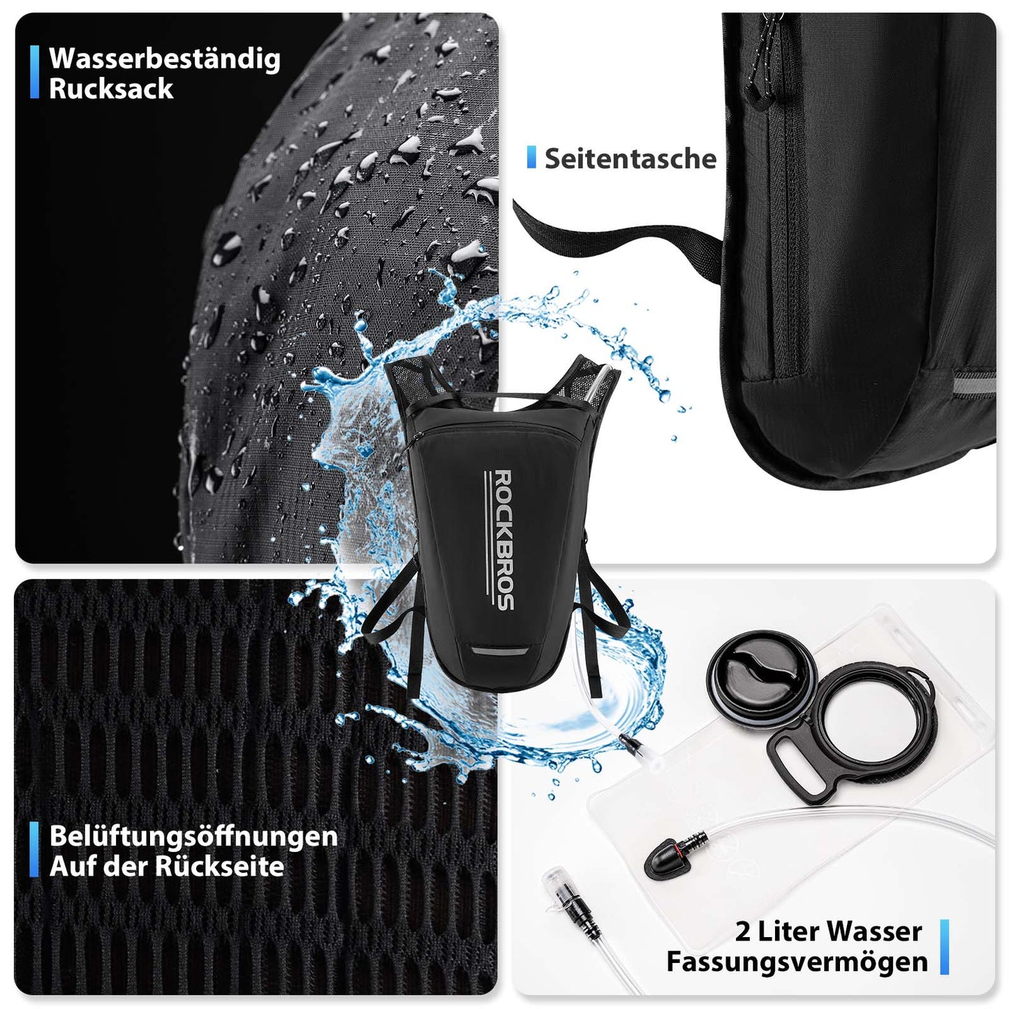 Ultralight hydration bladder backpack, bicycle backpack with hydration system, 2L, ROCKBROS