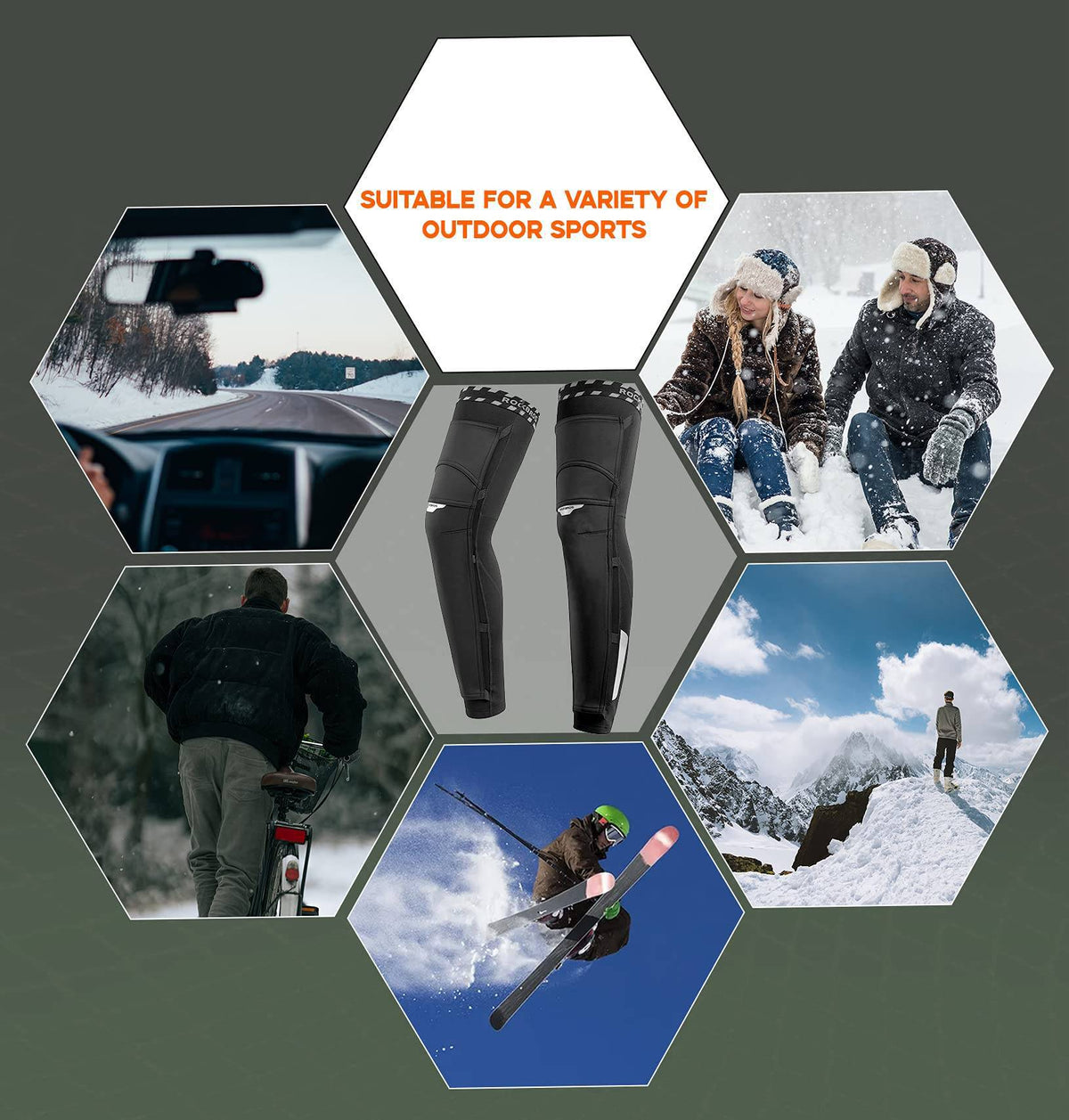 ROCKBROS Unisex Beinlinge Beinwärmer Winddicht Warm Schwarz S-4XL