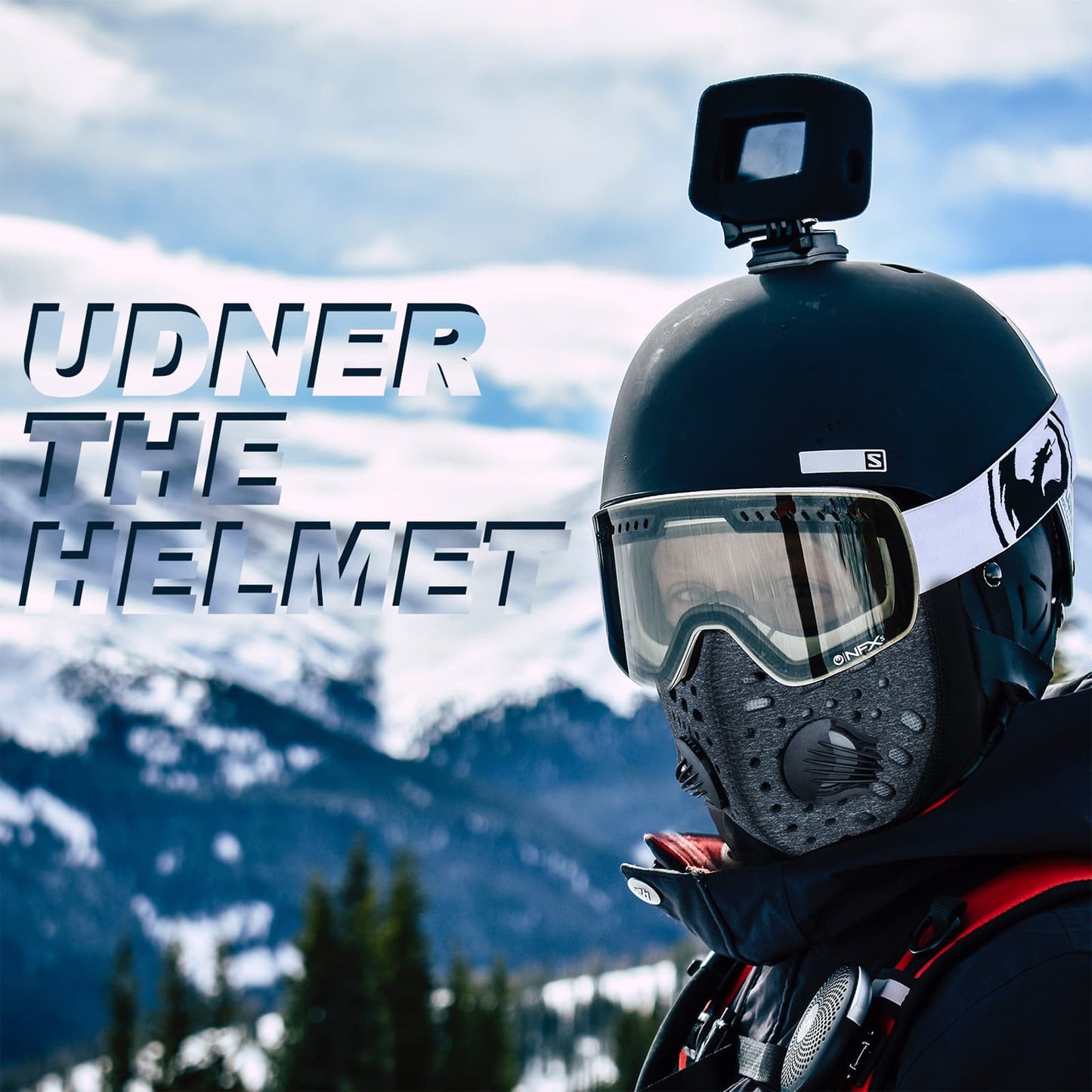 Warm balaclava, winter fleece neck warmer with breath filter, ROCKBROS