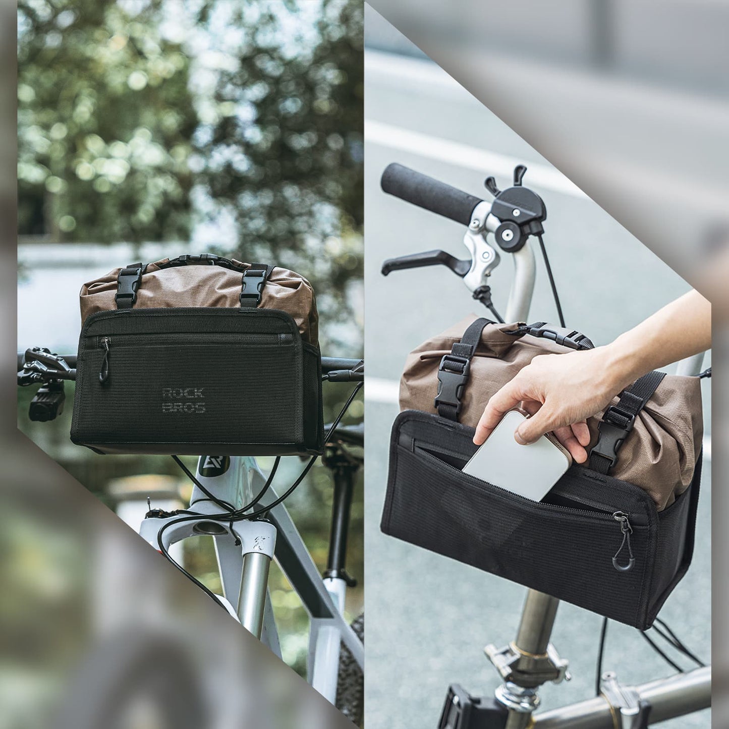 Waterproof handlebar bag, detachable bicycle basket, approx. 5.5L, ROCKBROS