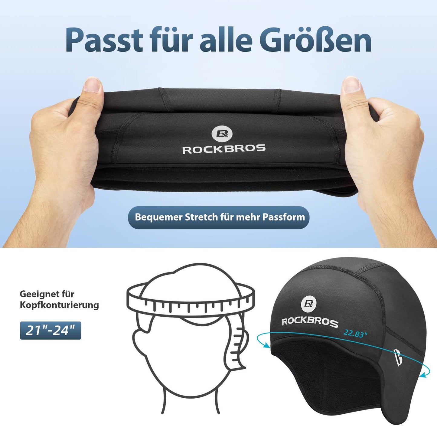 Winter cycling cap, windproof helmet cap with eyeglass holes, ROCKBROS