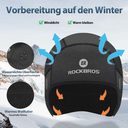 Winter cycling cap, windproof helmet cap with eyeglass holes, ROCKBROS